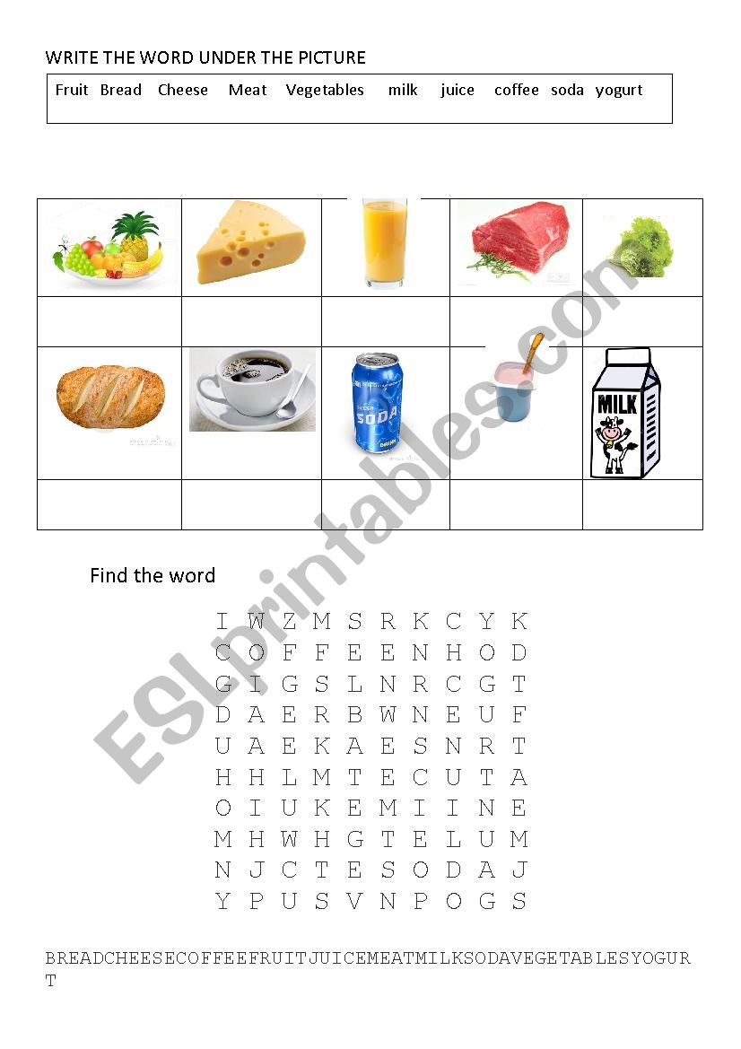 Food worksheet