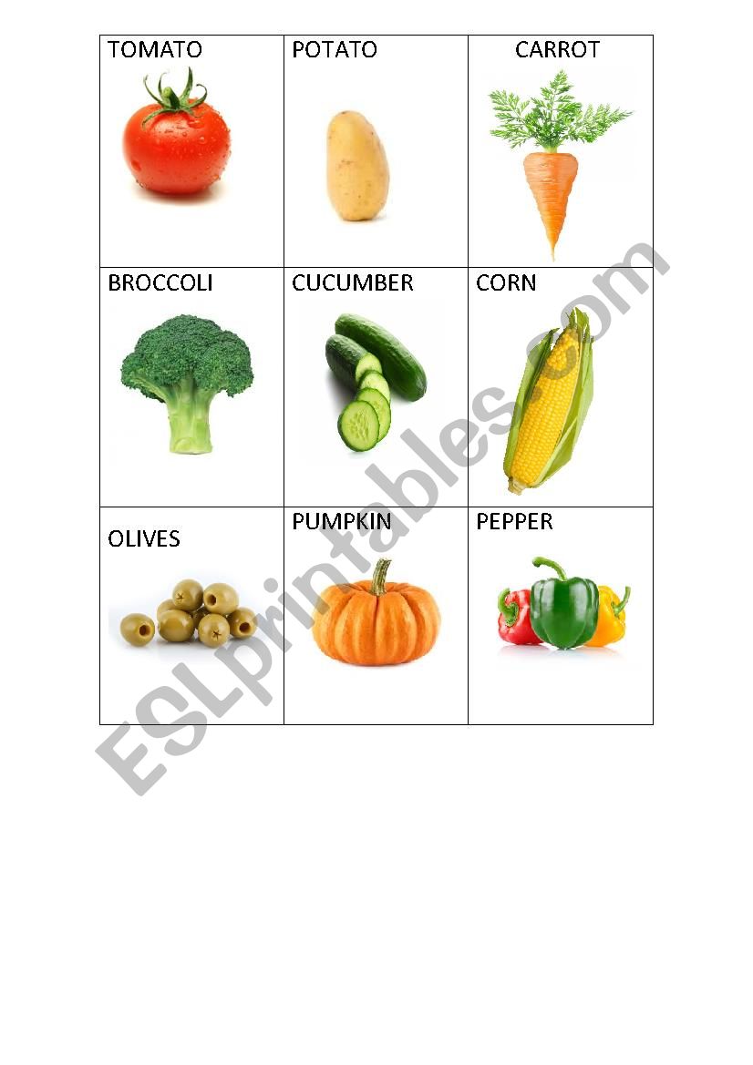 Vegetables worksheet