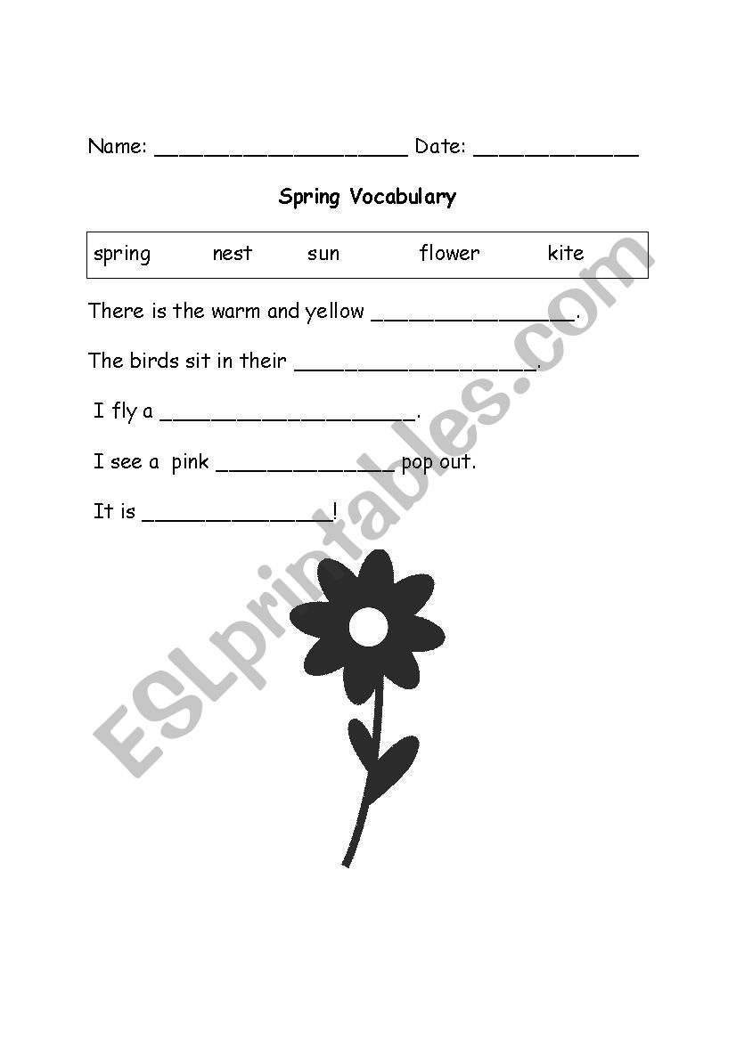 Spring Vocabulary Cloze worksheet