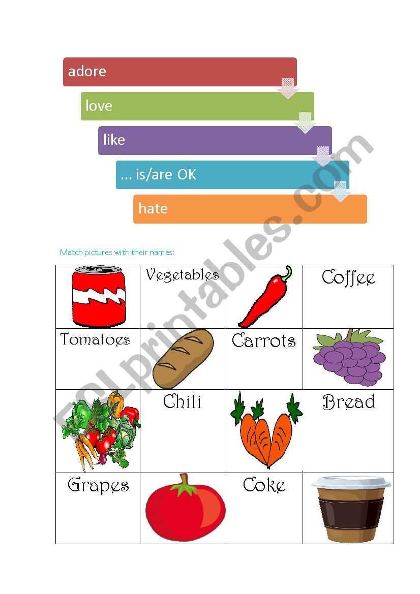 Food we love worksheet