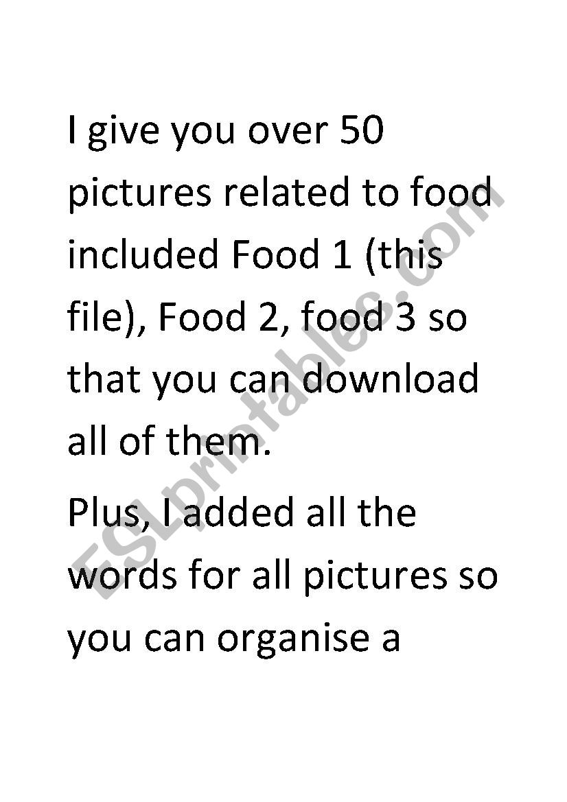 Food 1 worksheet