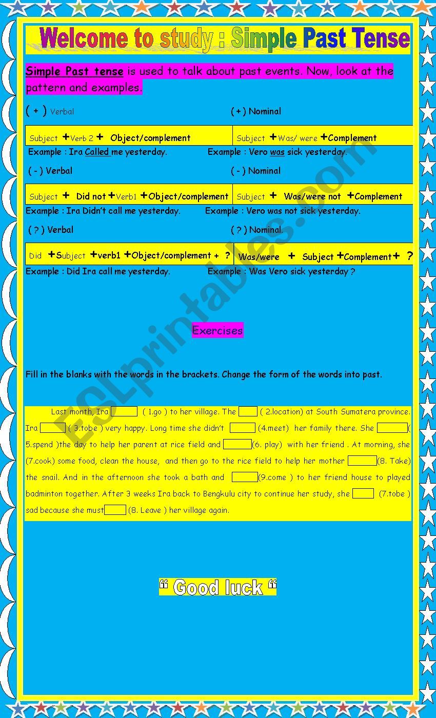 SIMPLE PAST TENSE worksheet