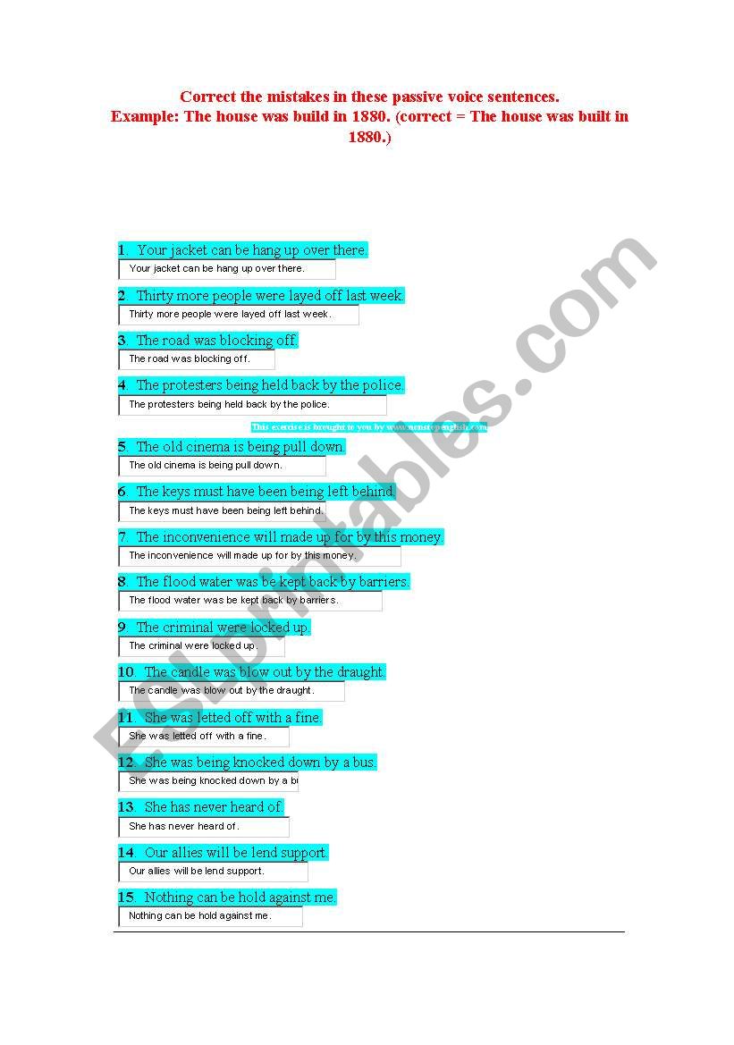 passive voice worksheet