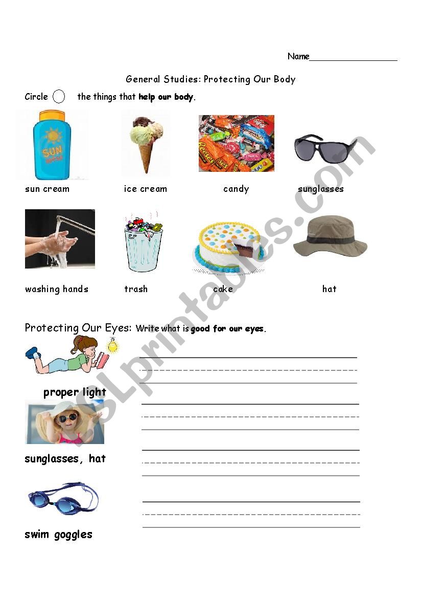 Protecting Our Bodies worksheet
