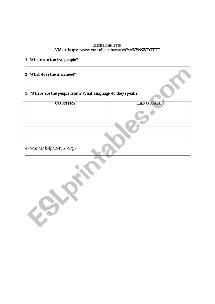 Catherine Tate worksheet