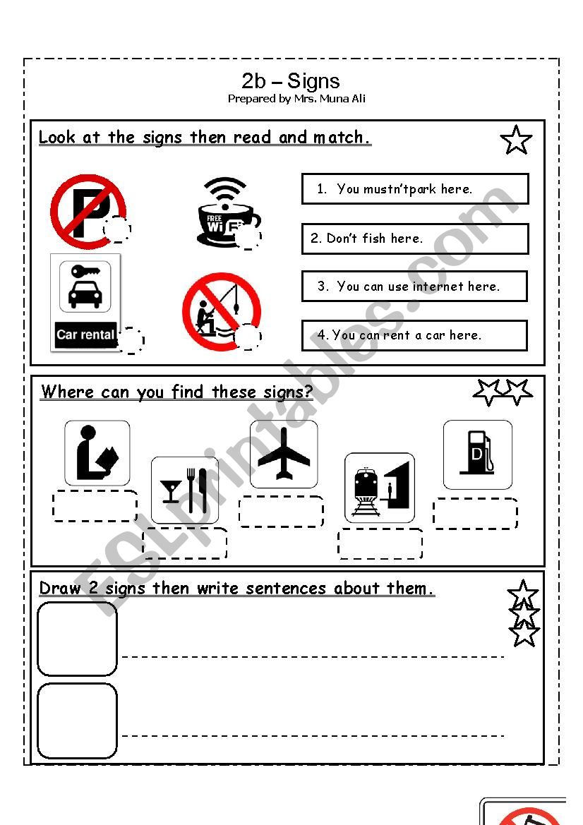 Signs ESL Worksheet By Mrs Muna