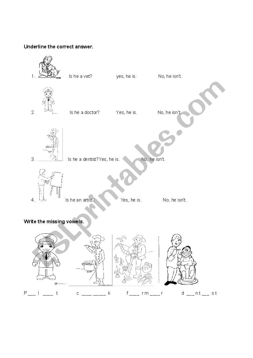 occupations worksheet