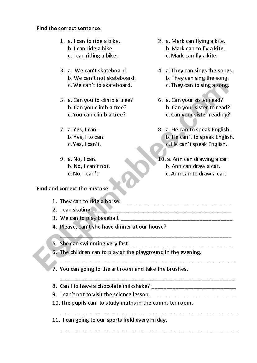 Can, can´t - ESL worksheet by frekate