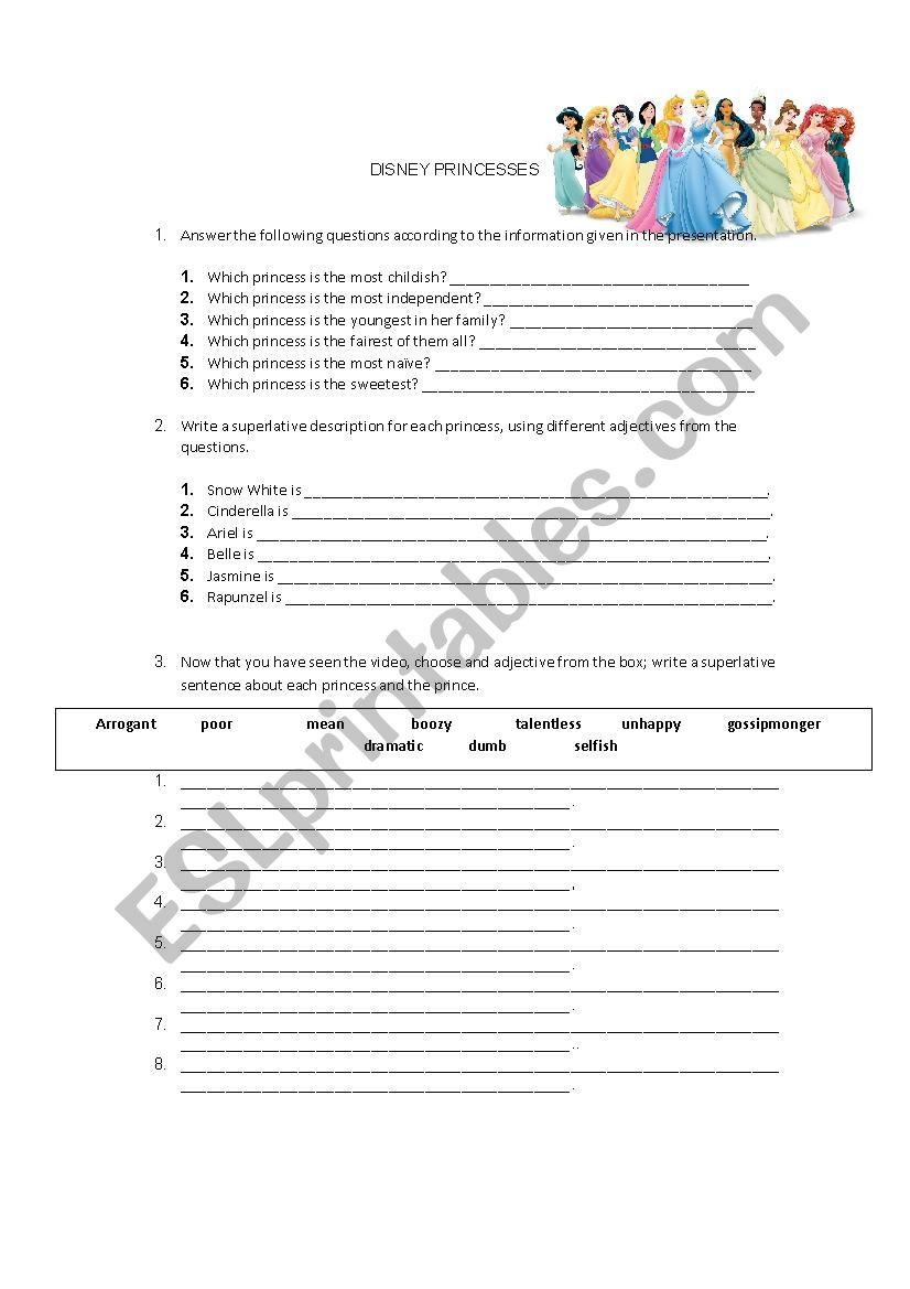 Disney Princess worksheet