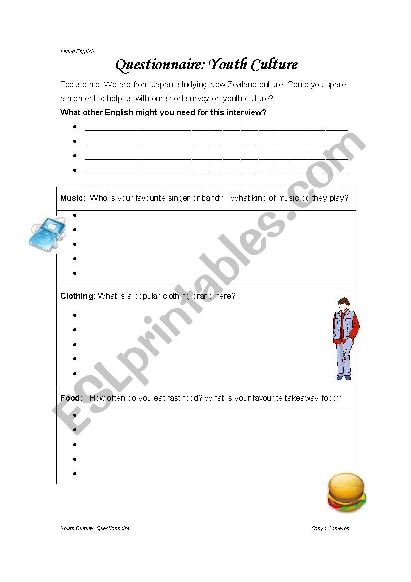 Youth Survey worksheet