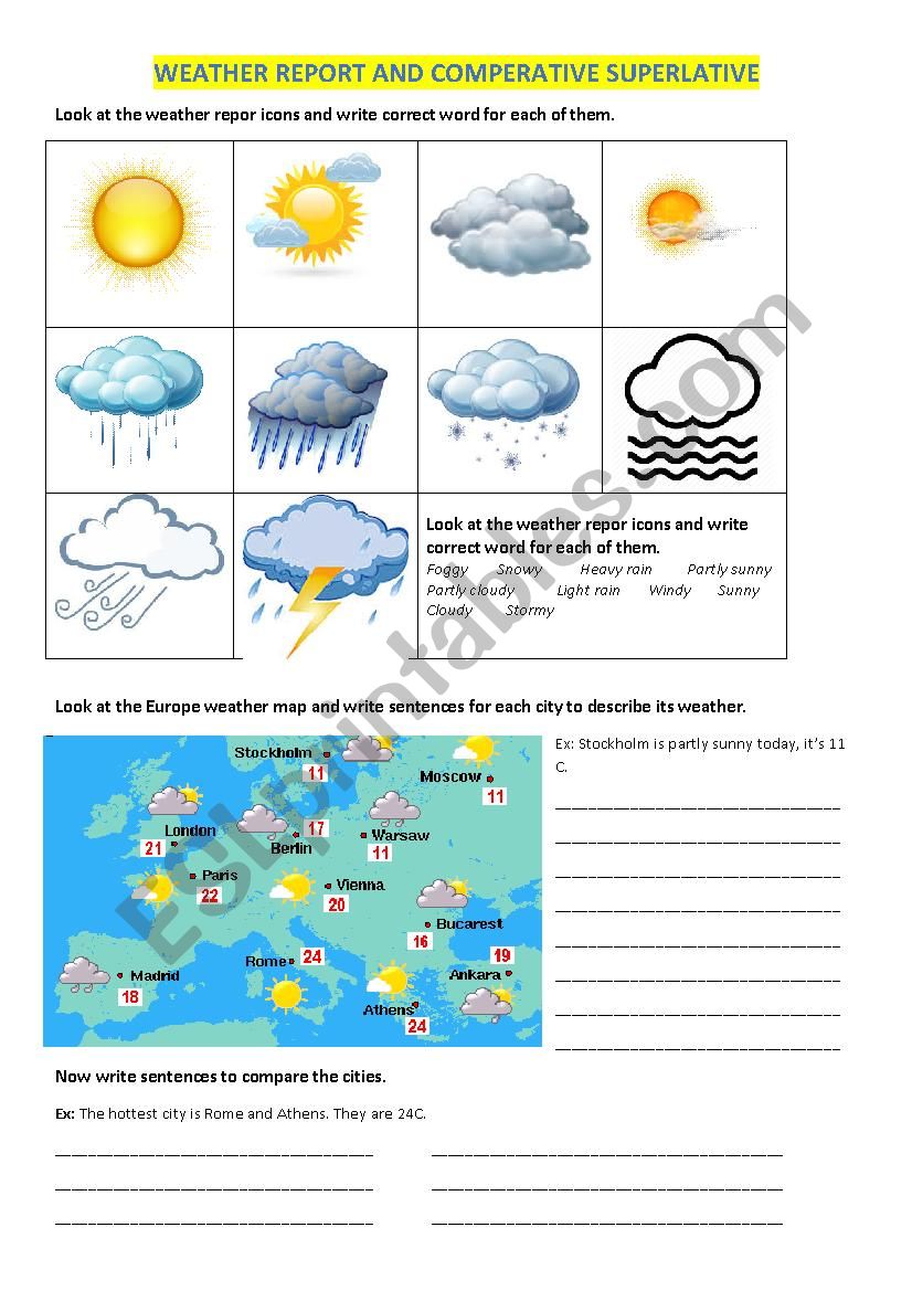 Weather Report ESL Worksheet By Clskn