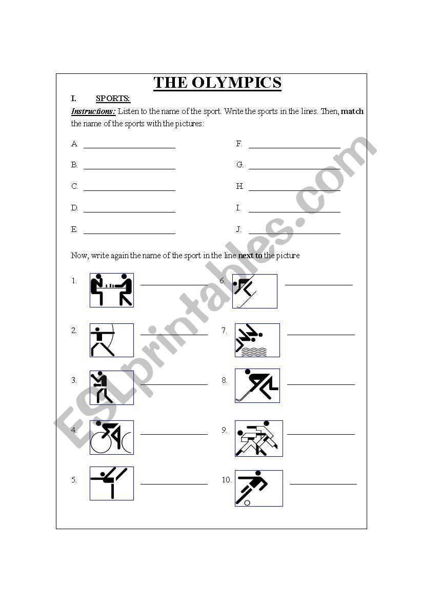 THE OLYMPICS worksheet