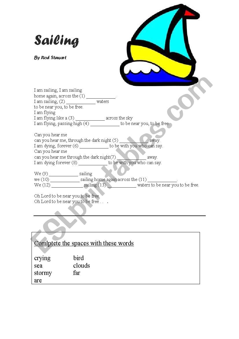 Sailing Rod Stewart worksheet