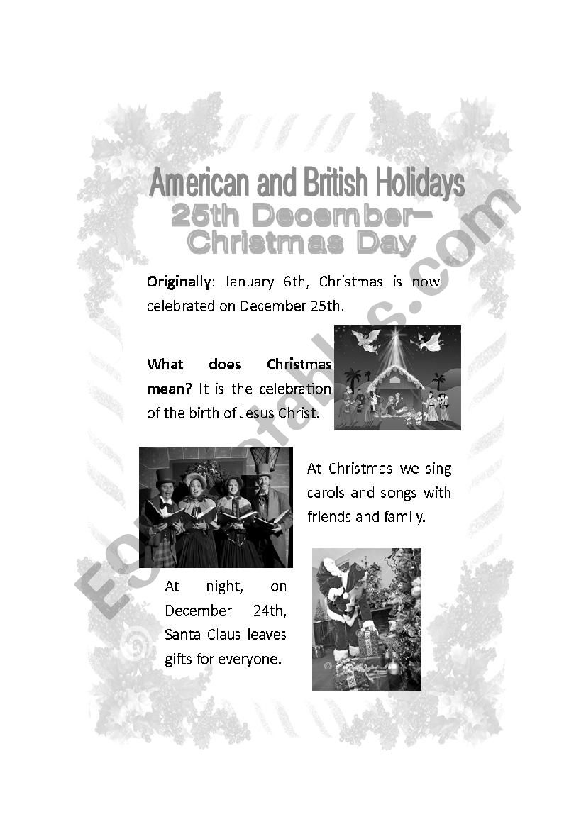 Christmas Culture Poster worksheet