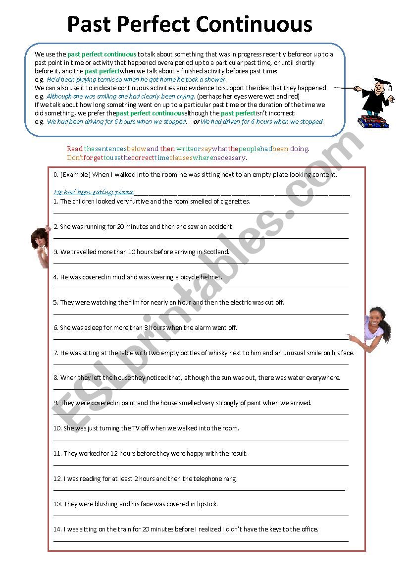 Past Perfect Continuous ESL Worksheet By Spinney