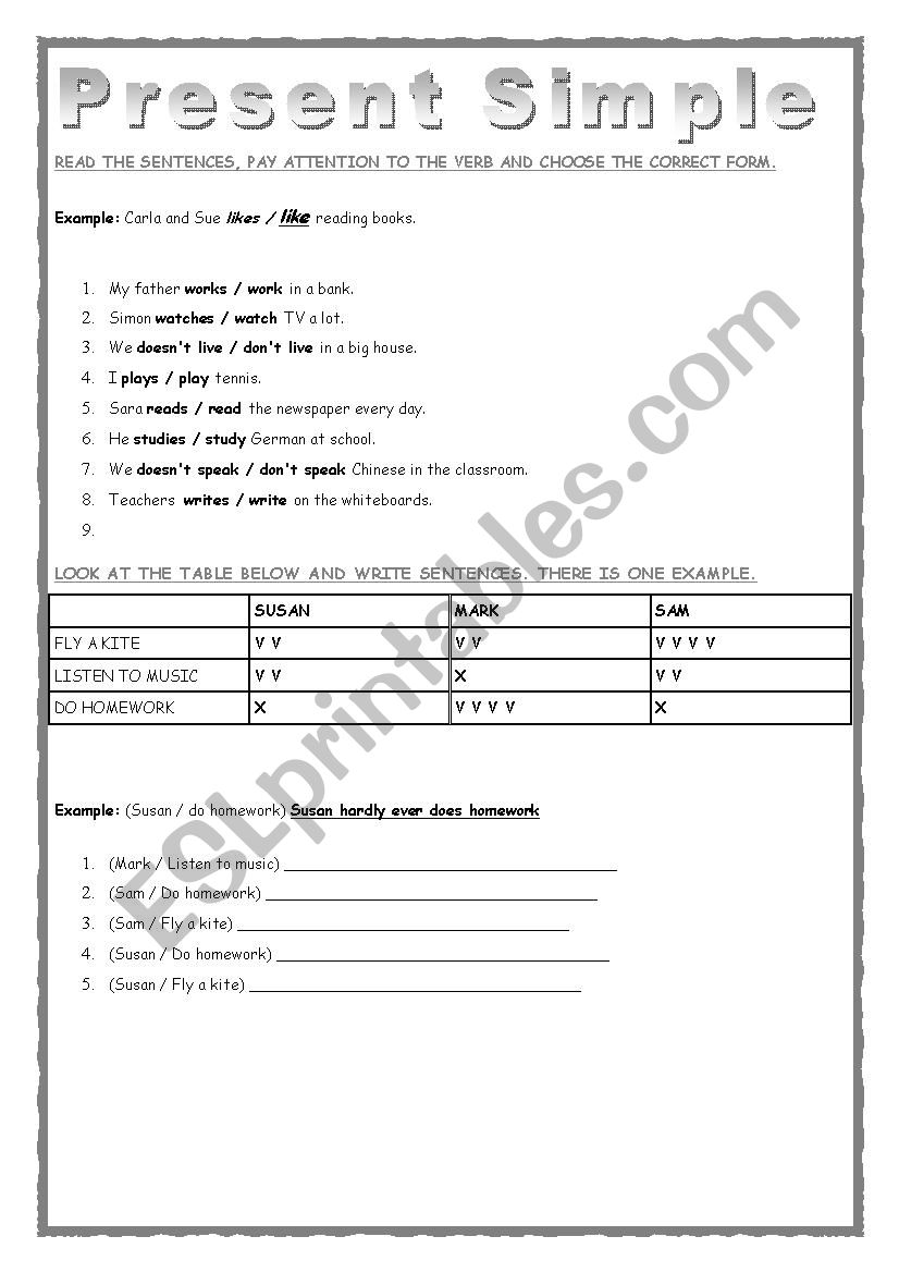 Present Simple - ESL worksheet by yankito