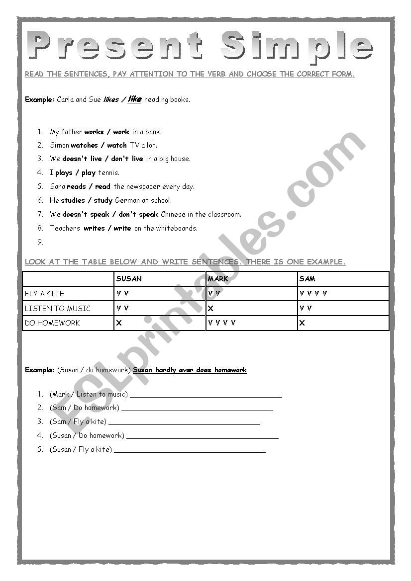 Present Simple worksheet