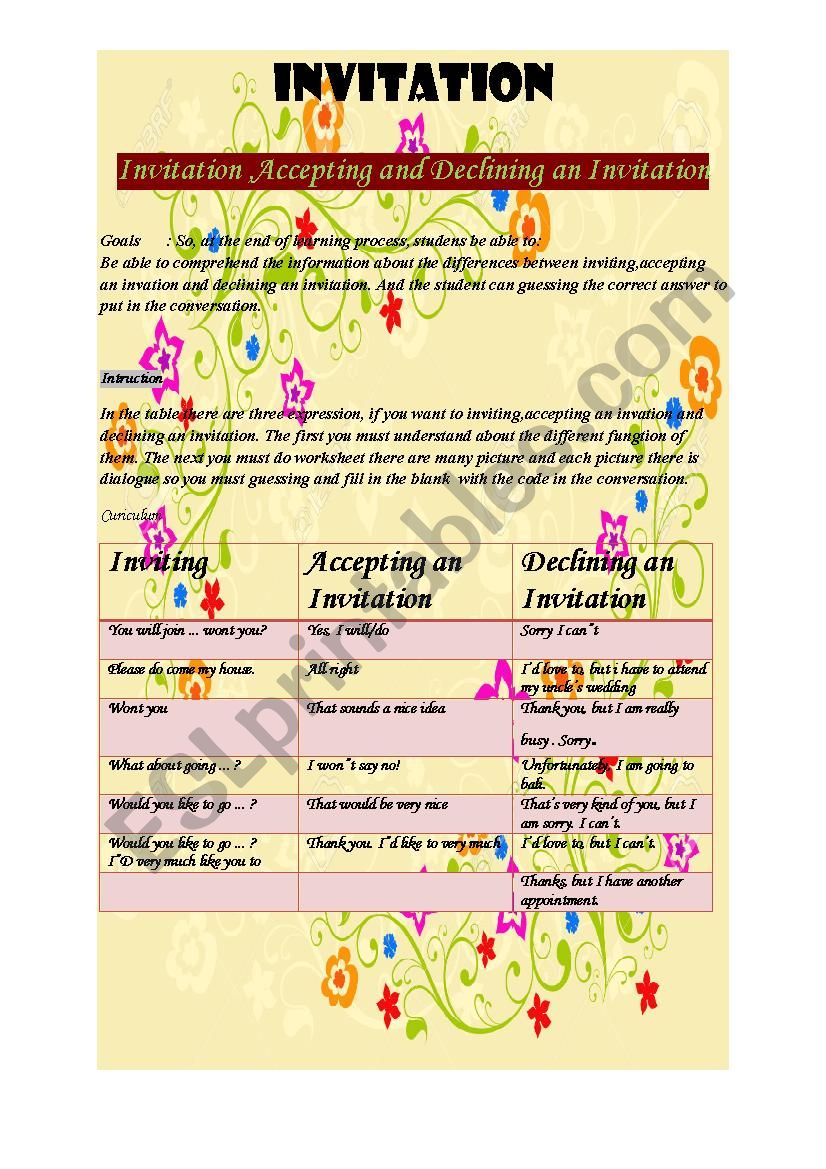 invitation-esl-worksheet-by-resti-damayantii