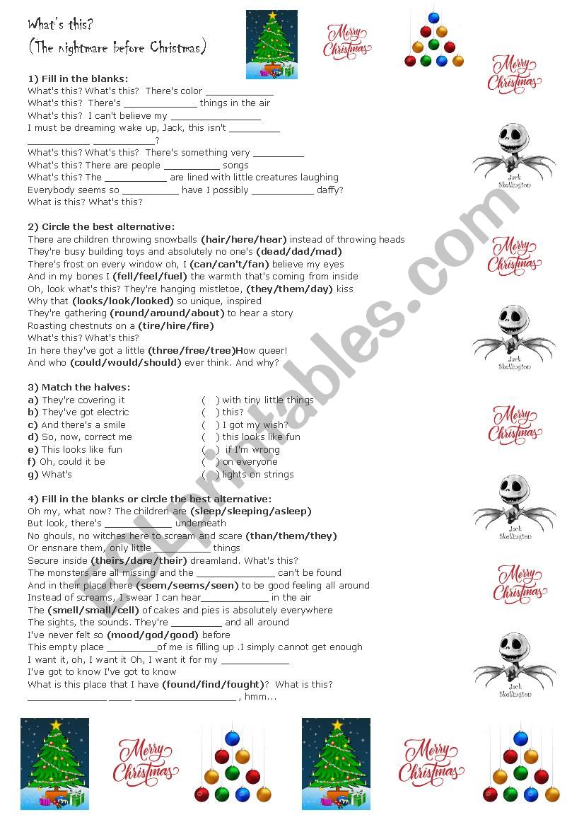 The nightmare before Christmas - What´s this? - ESL worksheet by namalho