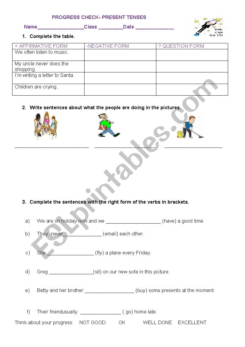 Present tenses practice worksheet
