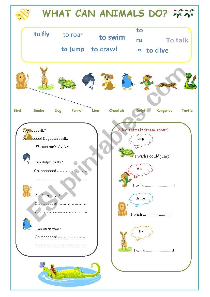 What can animals do? worksheet