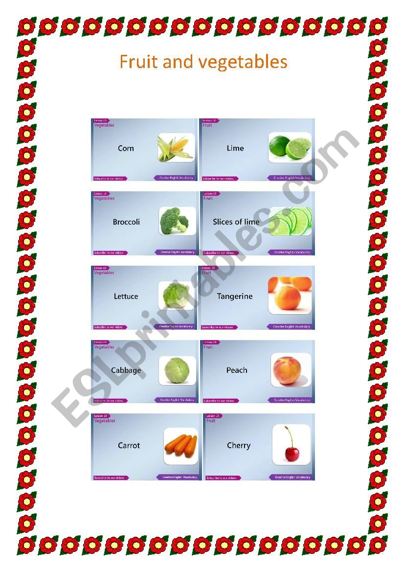 fruit and vegetable worksheet