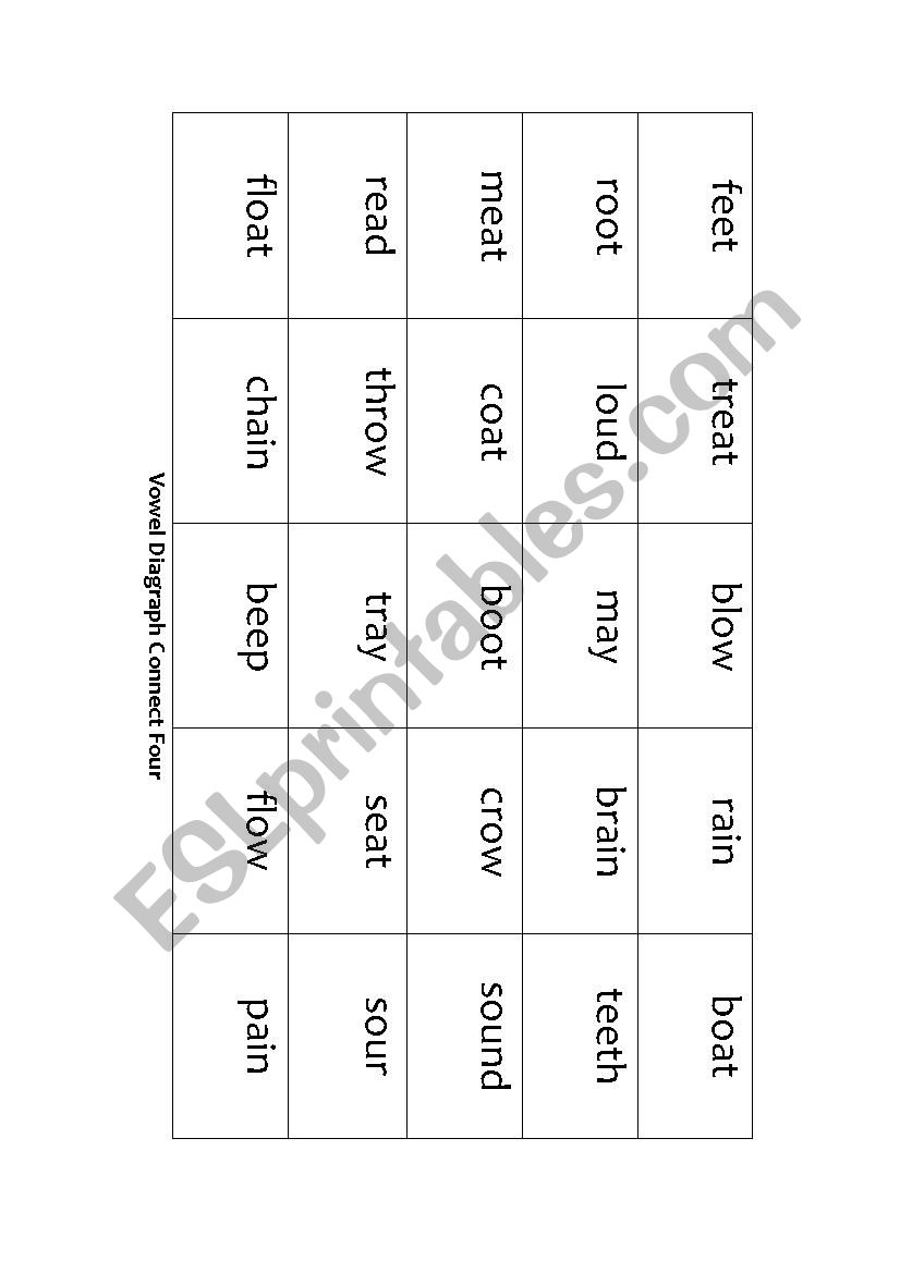 Vowel Diagraph Connect Four worksheet