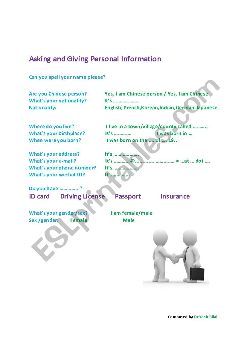 Asking and Giving Personal Information
