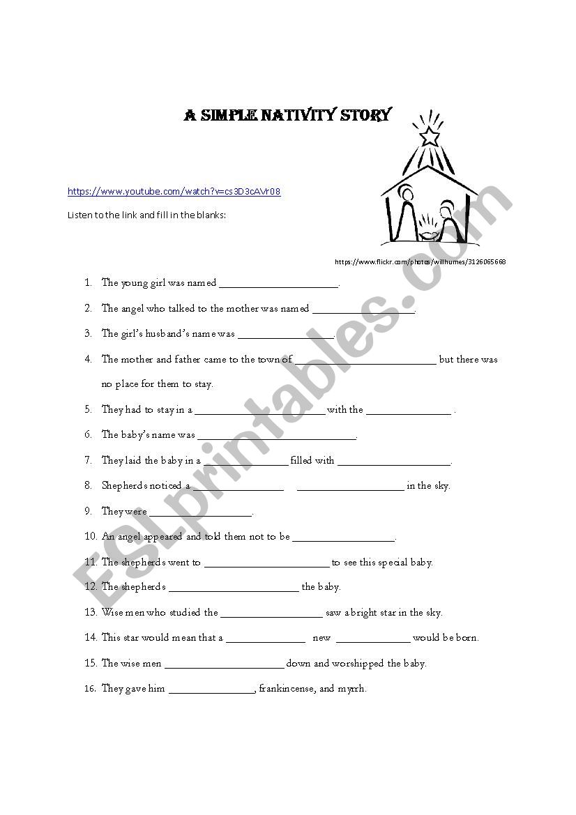 The Nativity Story worksheet