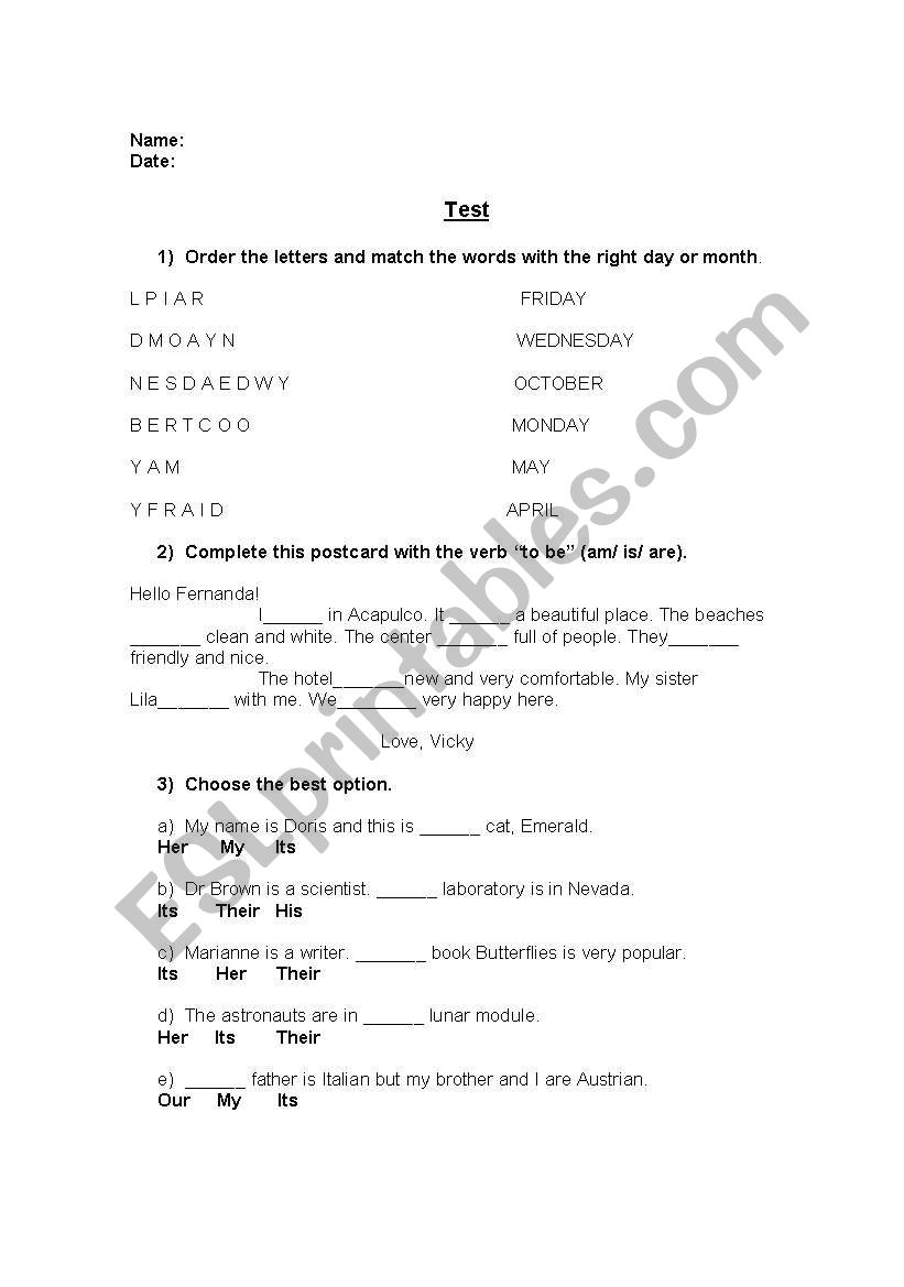 Evaluacion para 7mo  worksheet