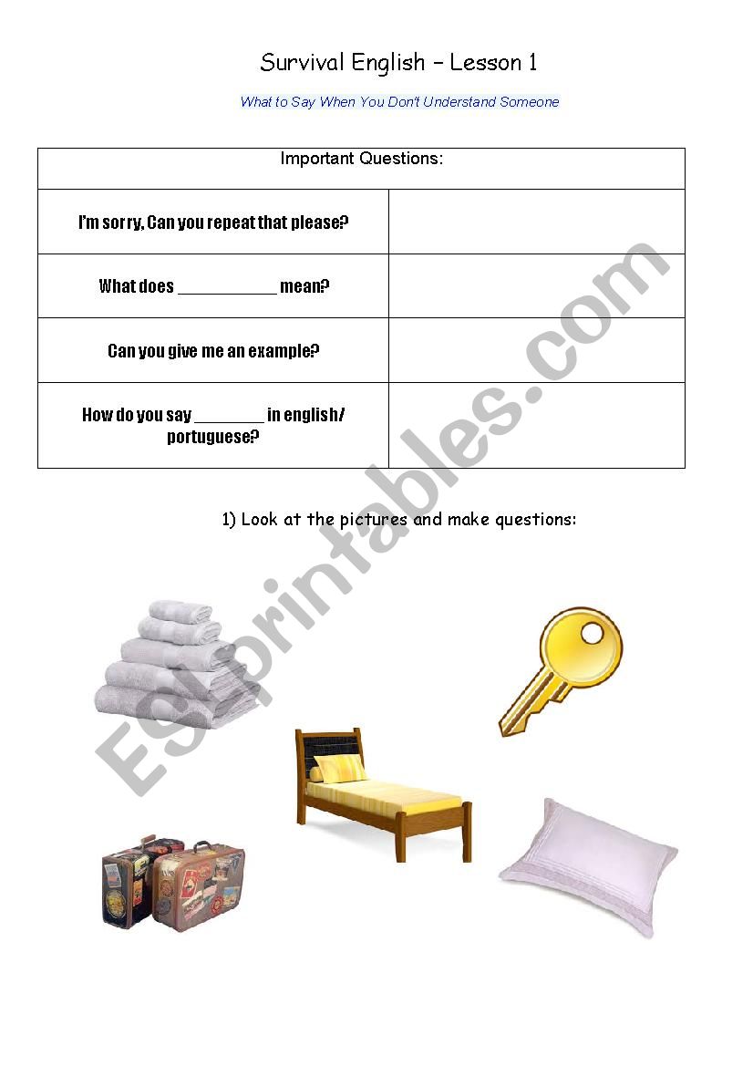 Hotel worksheet