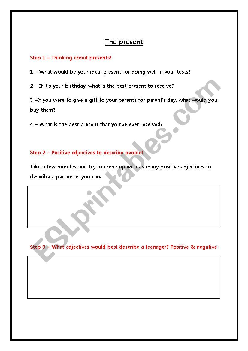 The present - film class worksheet