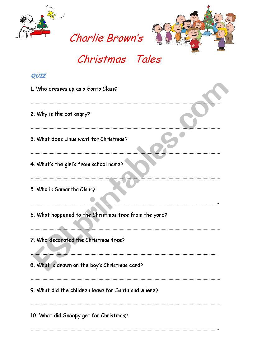 Charlie Brown´s Christmas Tales Worksheet - ESL worksheet by kwiatpaproci