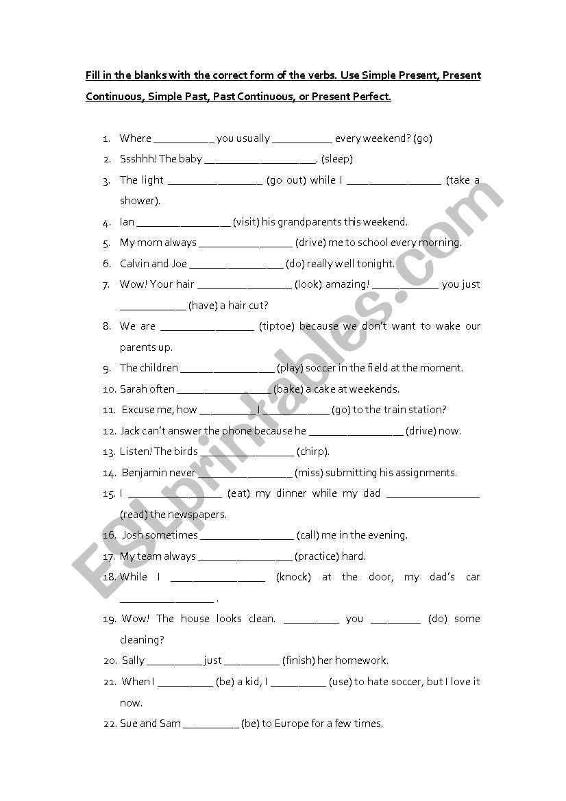 Fill In The Blanks With The Present Continuous - EDUCA