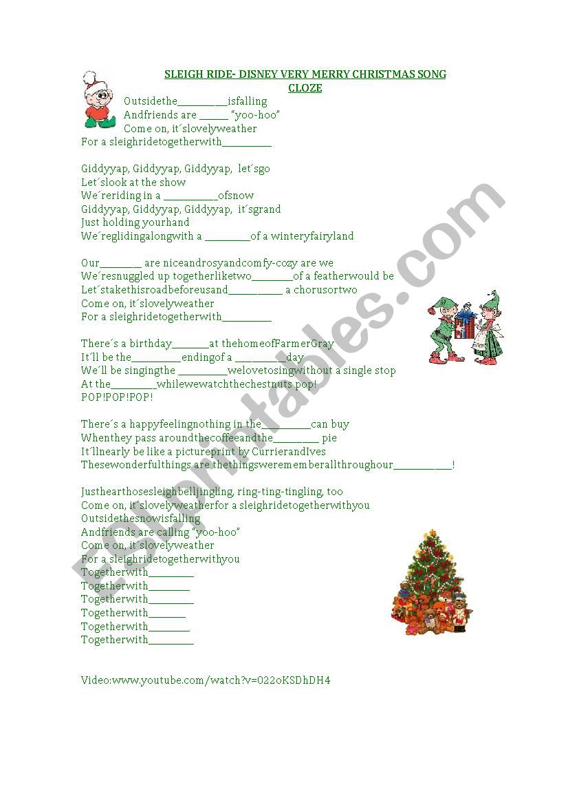 CHRISTMAS SONG- SLEIGH RIDE worksheet
