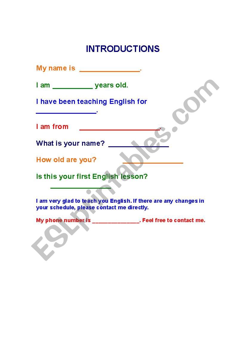Introduction with Student worksheet