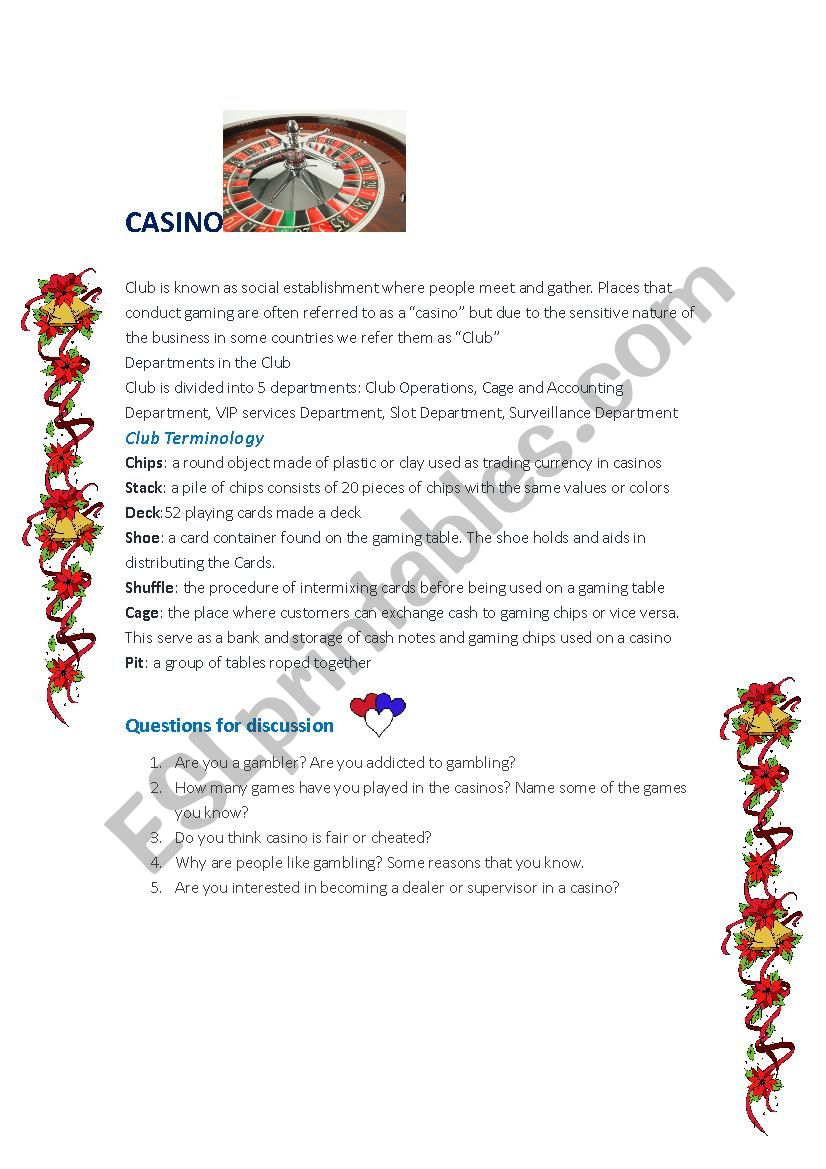 CASINO  worksheet