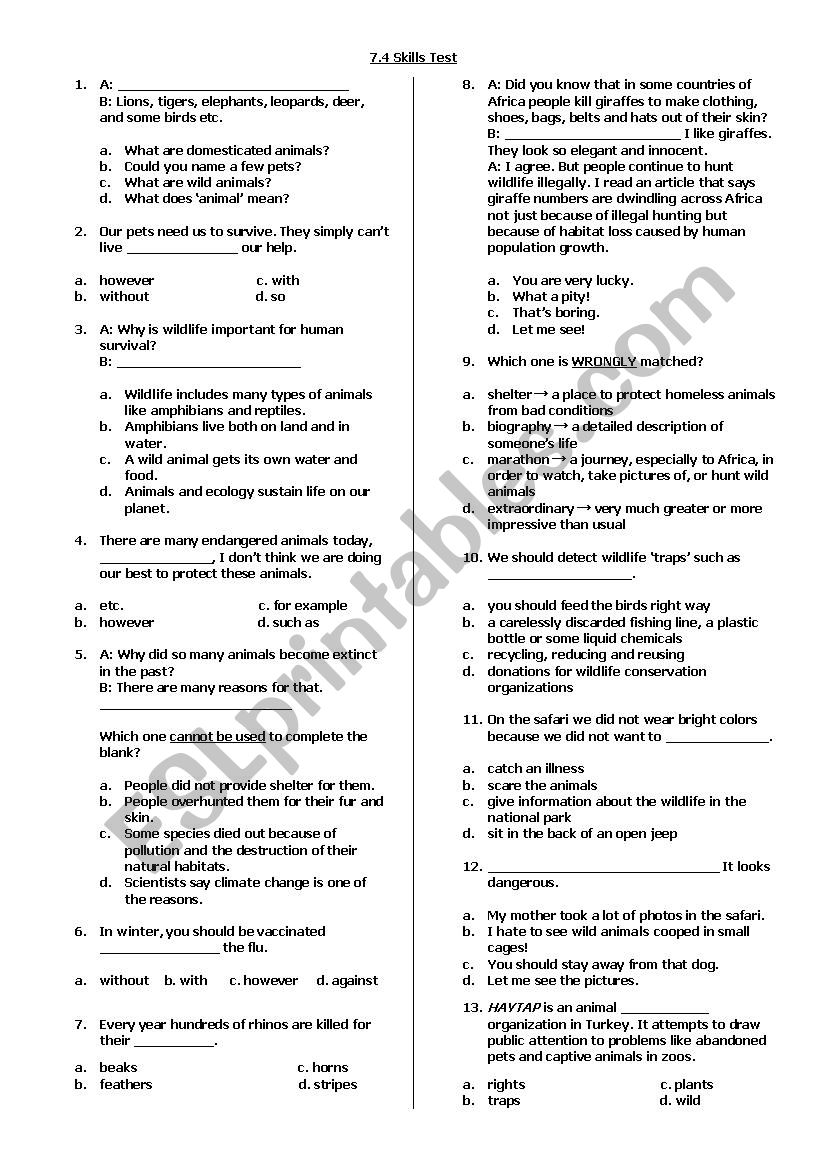 7.4 Skills Test (English Route)