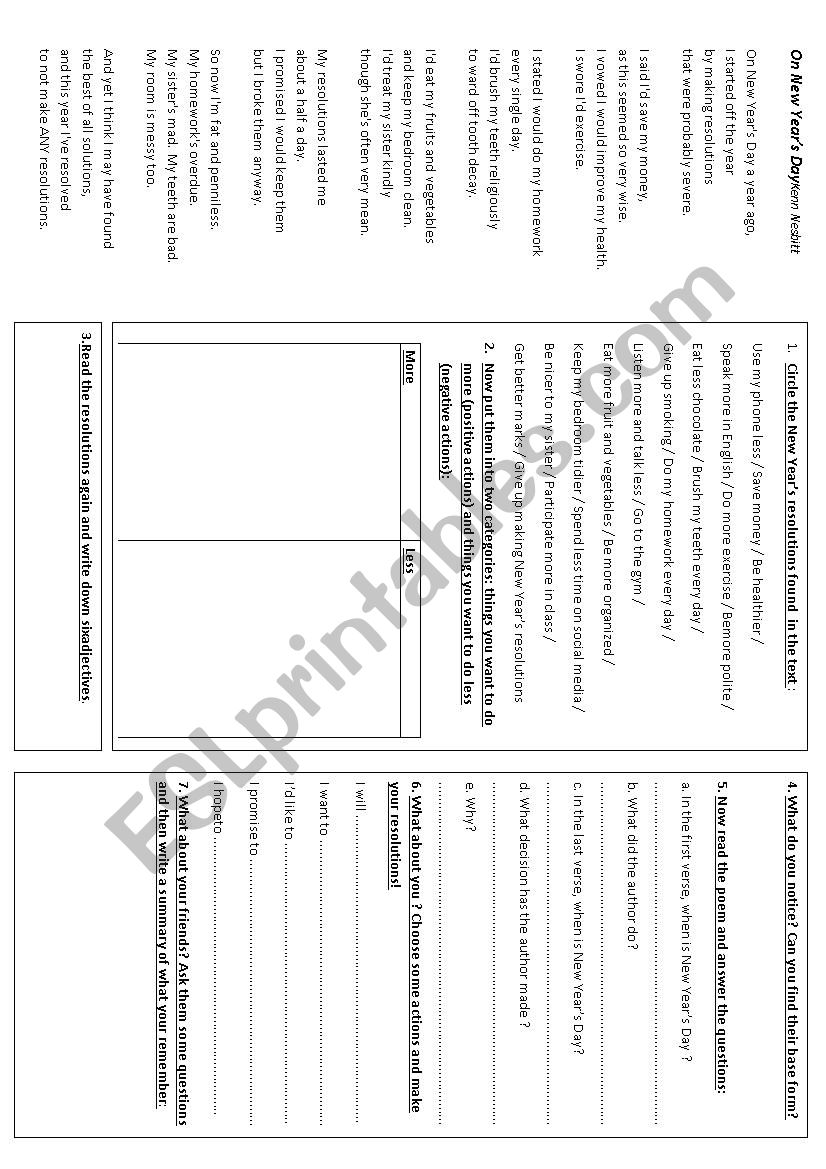 New Year´s resolutions - ESL worksheet by plabrosse