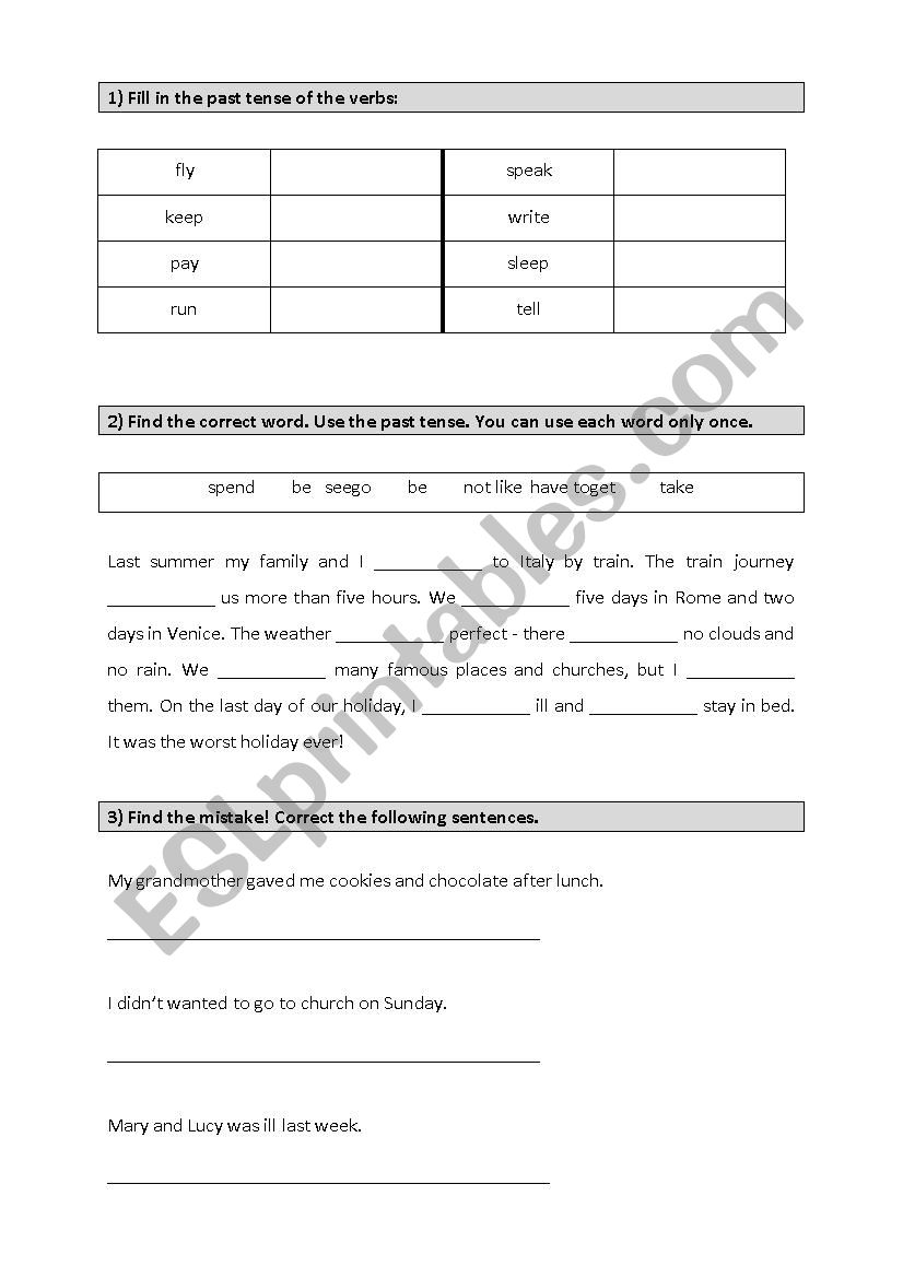 Past Tense Simple Practice (Level A1-A2, elementary) - ESL worksheet by ...