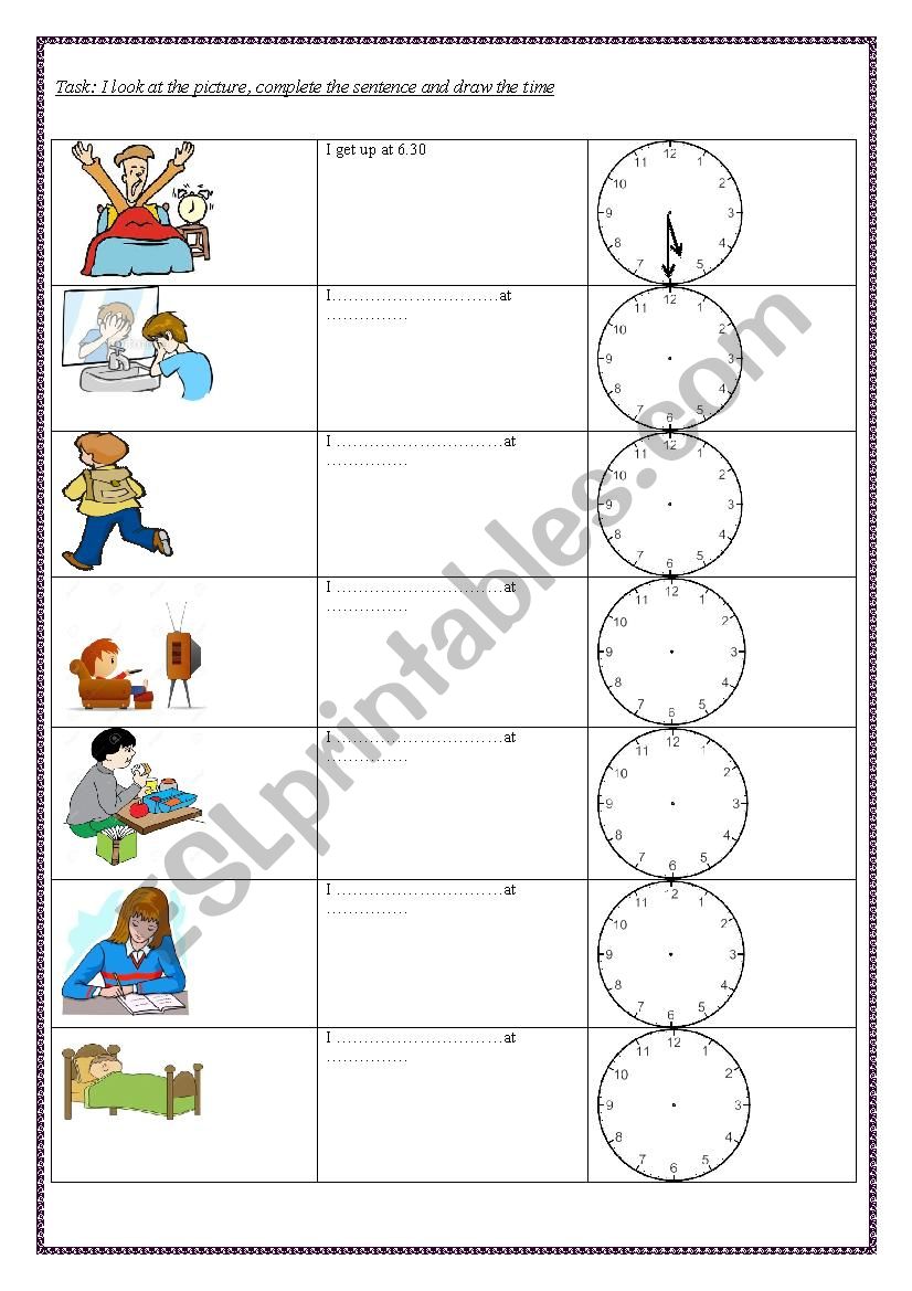 time & daily activities - ESL worksheet by Aldjia