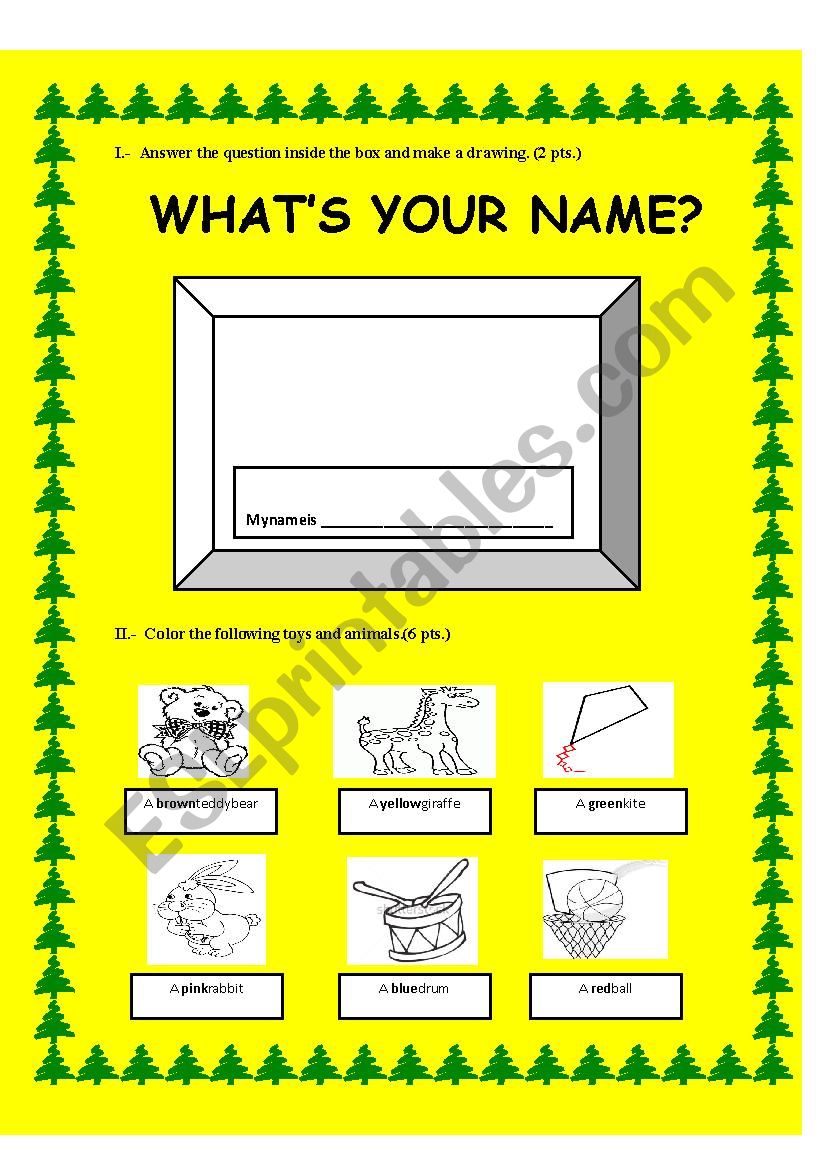 What´s Your Name Esl Worksheet By Palita Elisa