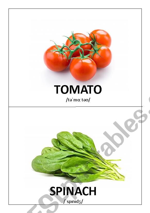 Vegetables Flashcards with Pronunciation