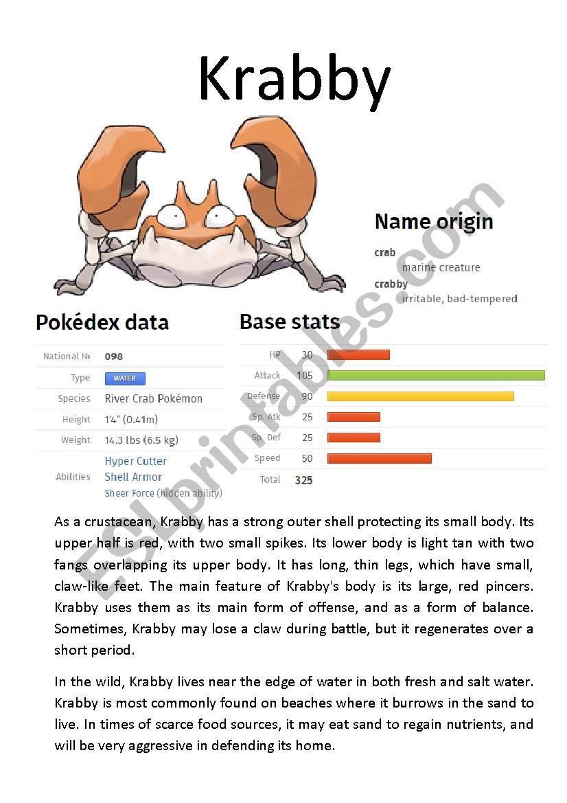 Pokémon Database (5 of 8) - ESL worksheet by Ipsagel