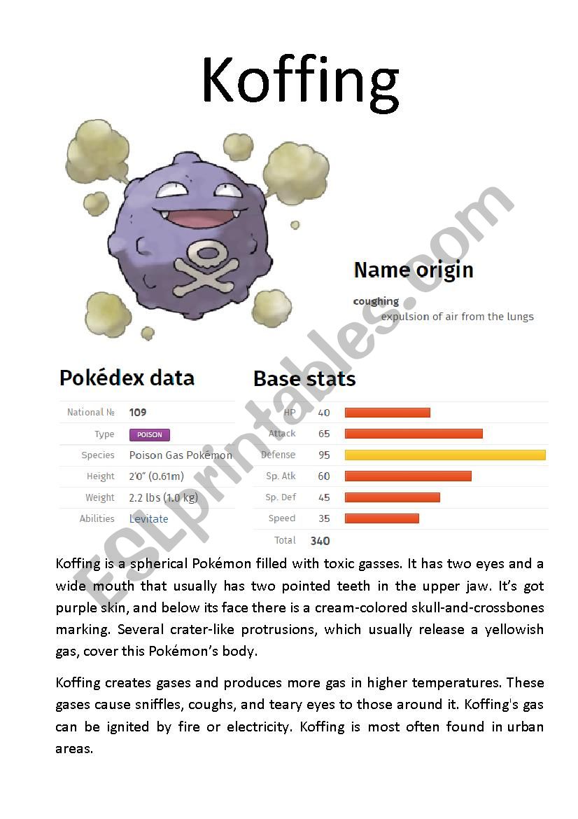 Pokémon Database (5 of 8) - ESL worksheet by Ipsagel