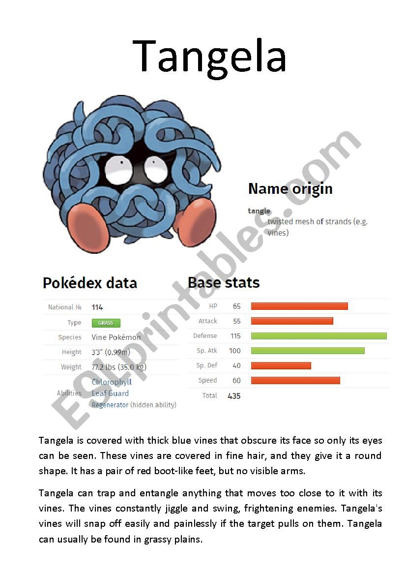 Pokémon Database (5 of 8) - ESL worksheet by Ipsagel