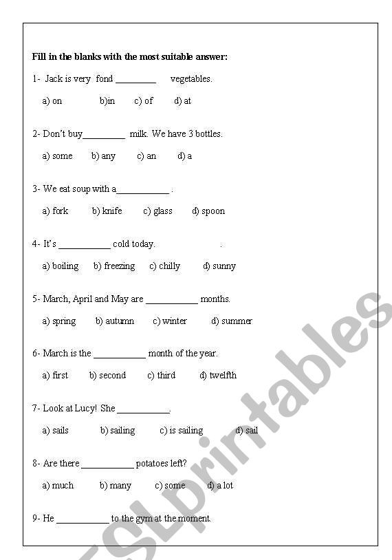 general english test worksheet