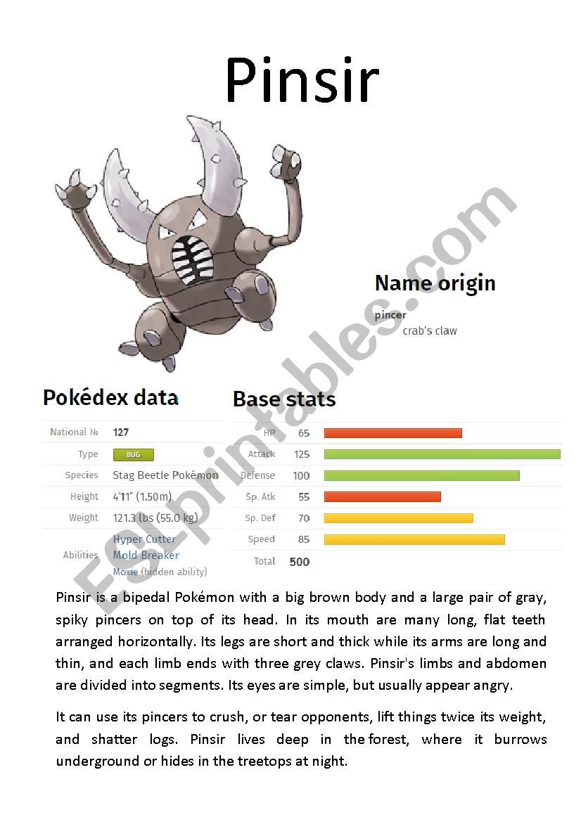 Pokémon Database (5 of 8) - ESL worksheet by Ipsagel