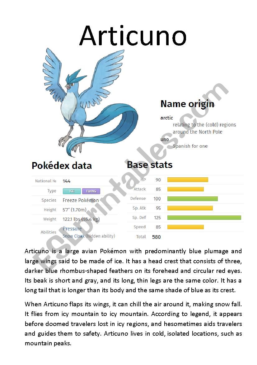 Pokémon Database (5 of 8) - ESL worksheet by Ipsagel