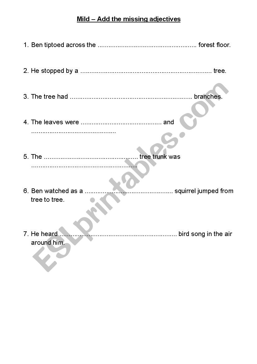 Describing using adjectives worksheet